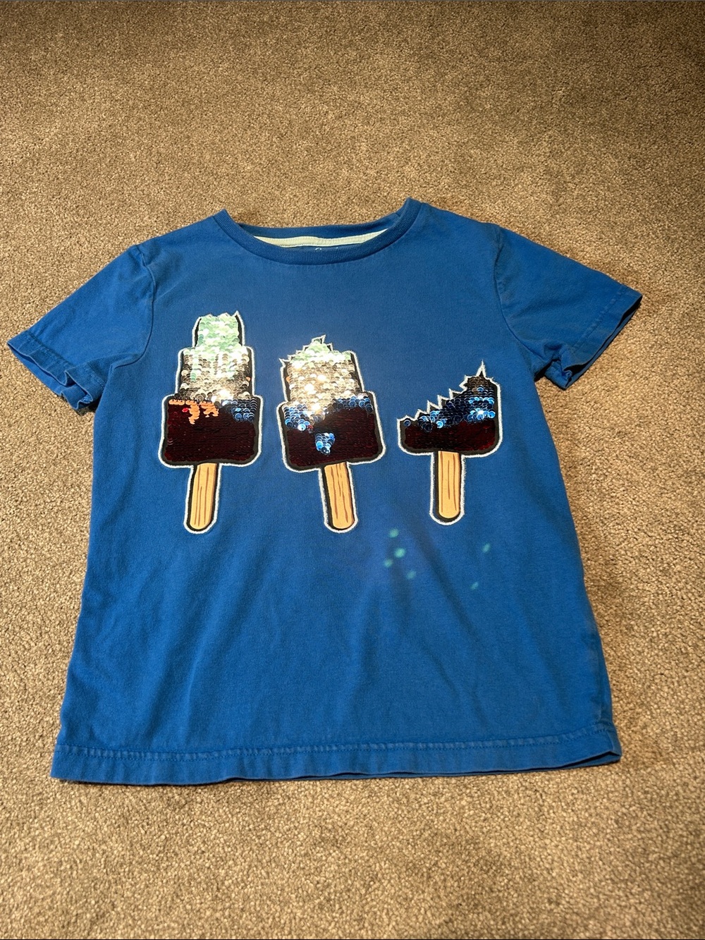 Mini Boden Royal Blue Sequin Popsicle Tee - Kids